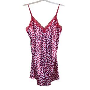 Victoria's Secret Cami Babydoll Slip Red Lips‎ Lace Trim Sleepwear Lingerie M